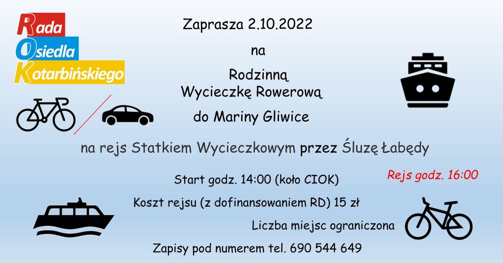 wycieczka rowerowa do Mariny Gliwice